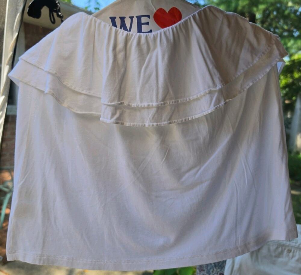 Lilly Pulitzer White Skirt Shoulder Ruffle Knit Top S